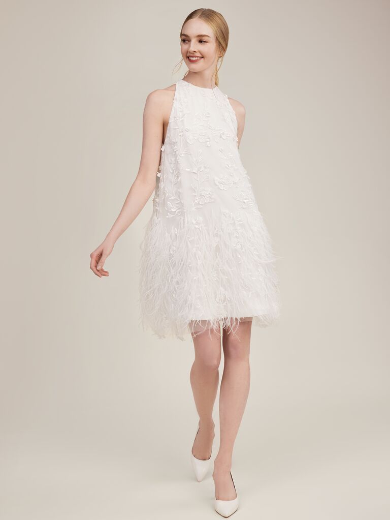 feather wedding dress