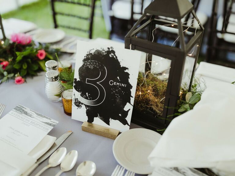 table number 3 with word gemini on it
