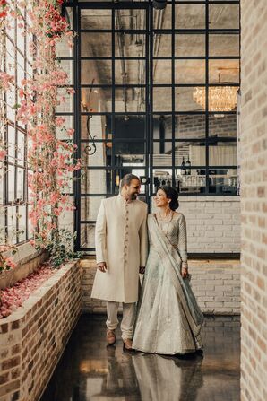 Bride and Groom in Indian Attire at The Astorian in Houston, Texas