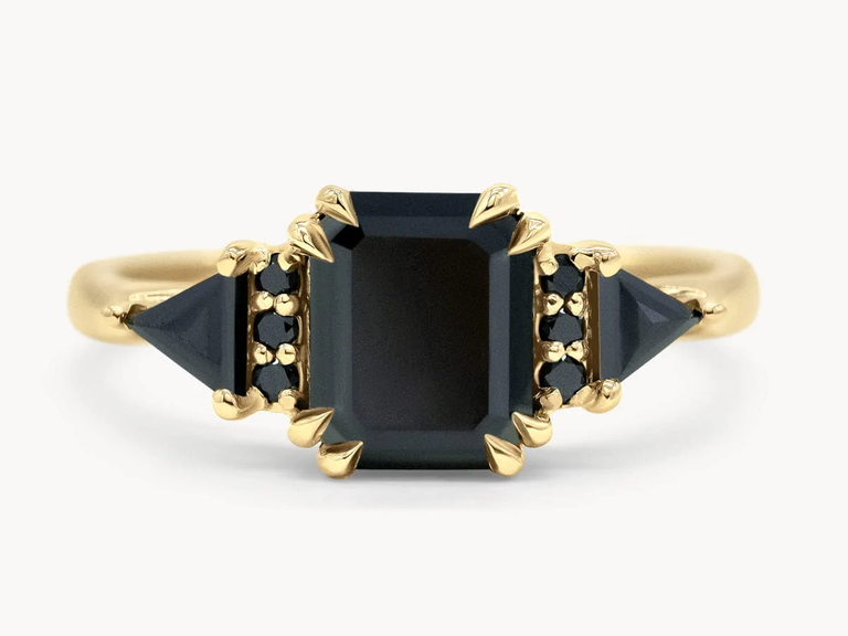 This Art Deco stunner showcases black diamonds in a variety of cuts.