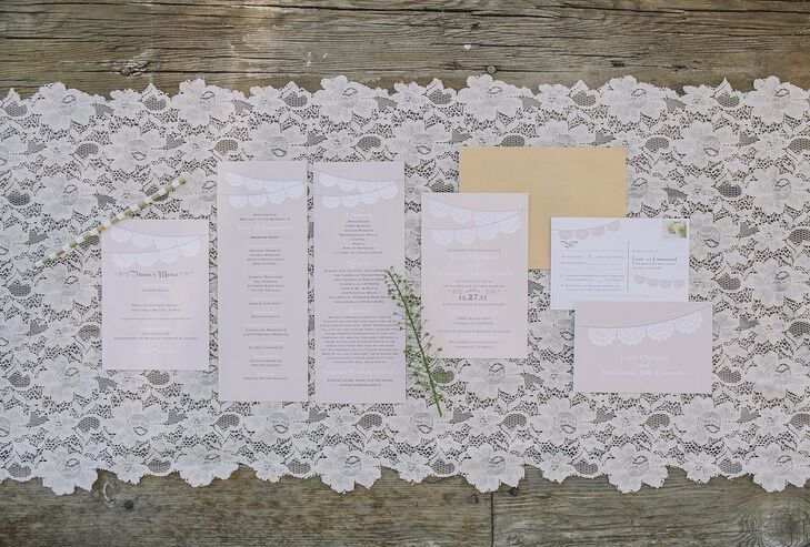 The couple chose a neutral colored invitation suite with a papel picado motif running across the top.