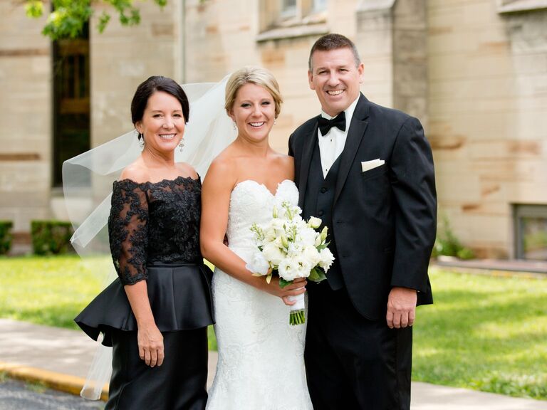father of the bride in black tuxedo 