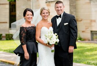 father of the bride in black tuxedo 