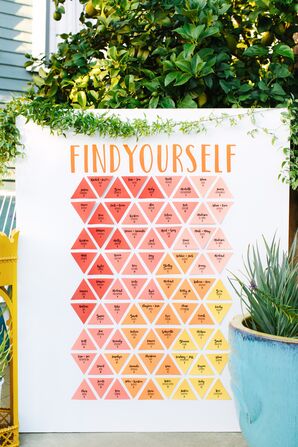 Modern Sign with Bright, Colorful Escort Cards
