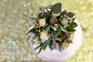 Scabiosa Pod and Rose Textured Bridal Bouquet