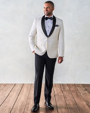 The Black Tux Contrast Shawl Jacket Tuxedo Ivory Tuxedo