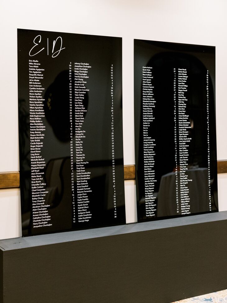 Modern Black Acrylic Seating Chart