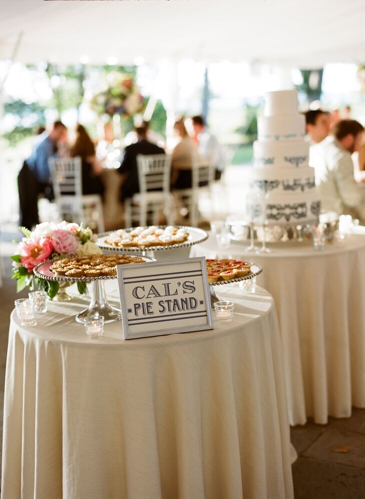 For a southern flair, the couple offered up an array of miniature pies in addition to the traditional cake.