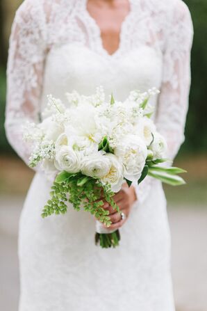 Neutral White and Green Bridal Bouquet