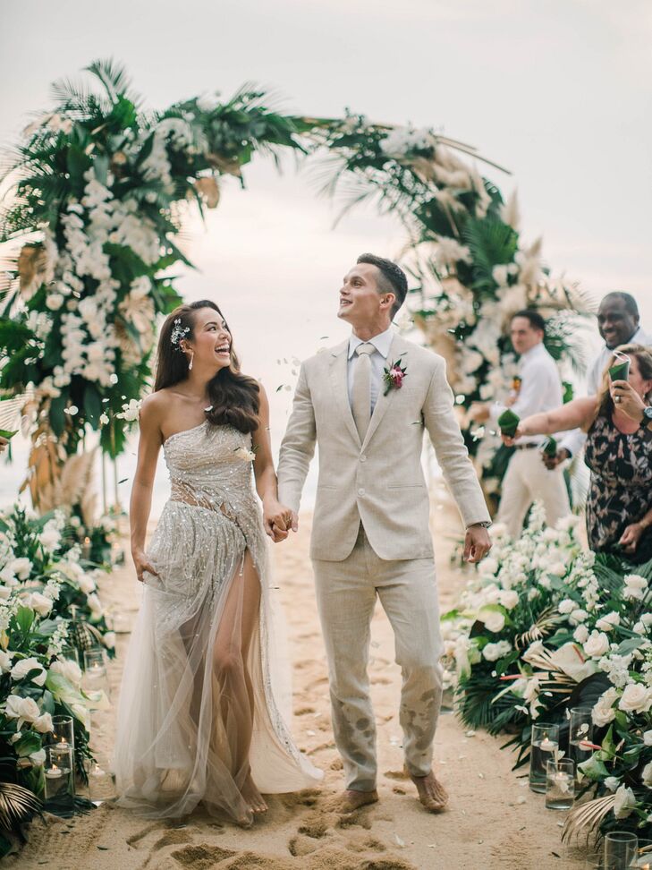 Romantic Couple and Tropical Wedding Recessional in Thailand