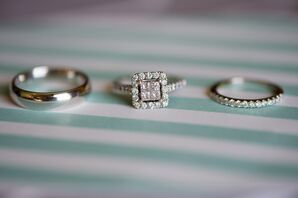 Wedding Rings on Turquoise Stripes