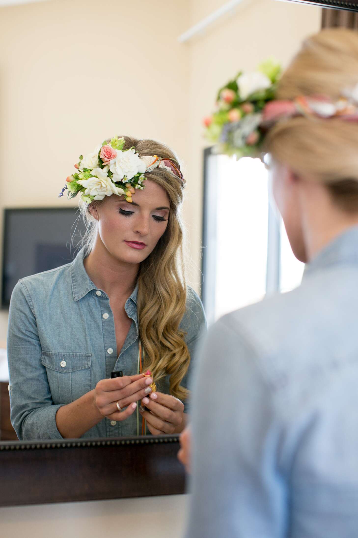 Bohemian Blush Rose, Hypericum Berry Flower Crown