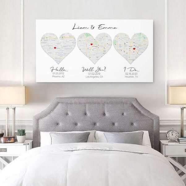 Canvas map art 20-year anniversary gift