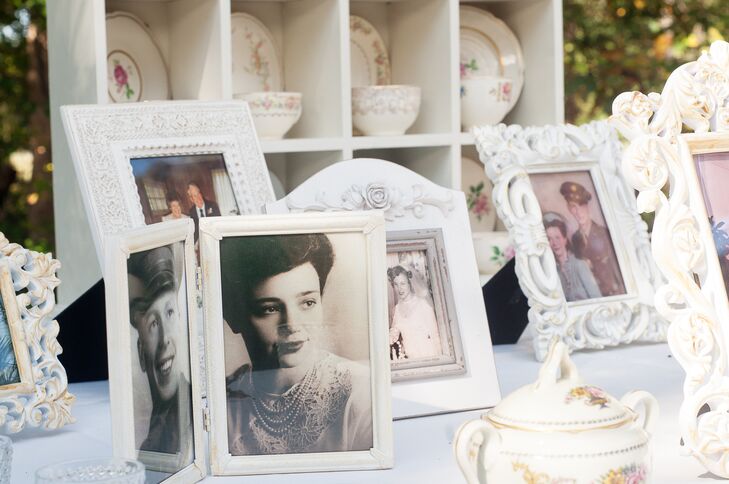 At the reception, the couple displayed photos of their parents and grandparents on their own wedding day.