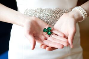 Emerald Green Shamrock Pin