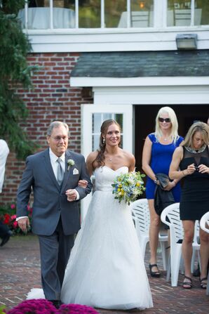 Traditional Bride and Father Processional at Outdoor Wedding