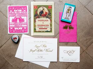 Pink Papel Picado Destination Wedding Invitations