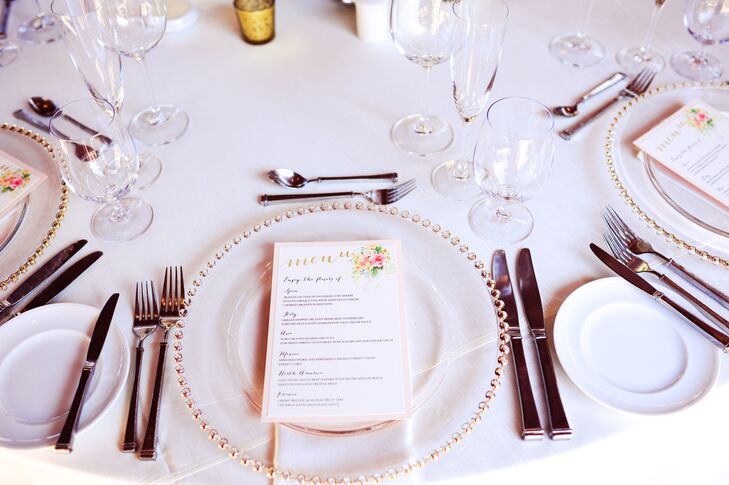 Blush and Gold Floral Menu Card