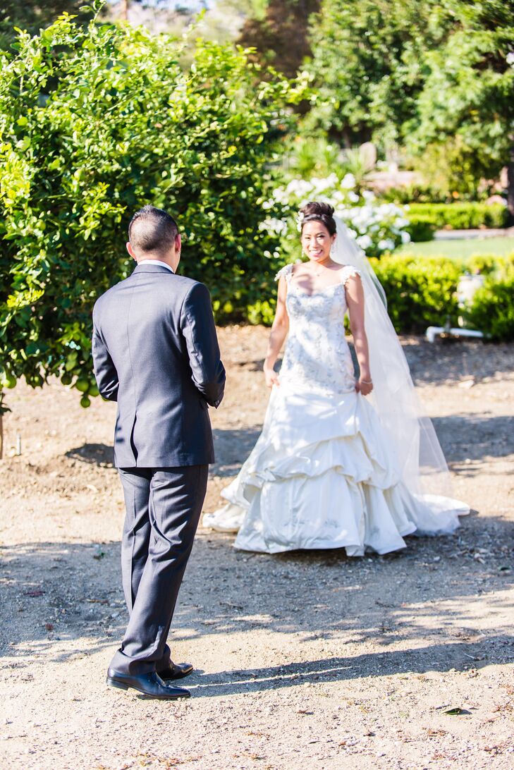 Bride Greets her Groom for the First Look