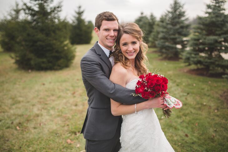Elizabeth Conley (23 and in children's ministry) and Mason Conley (22 and a project manager) created a Christmas-inspired wedding at their church, Fai