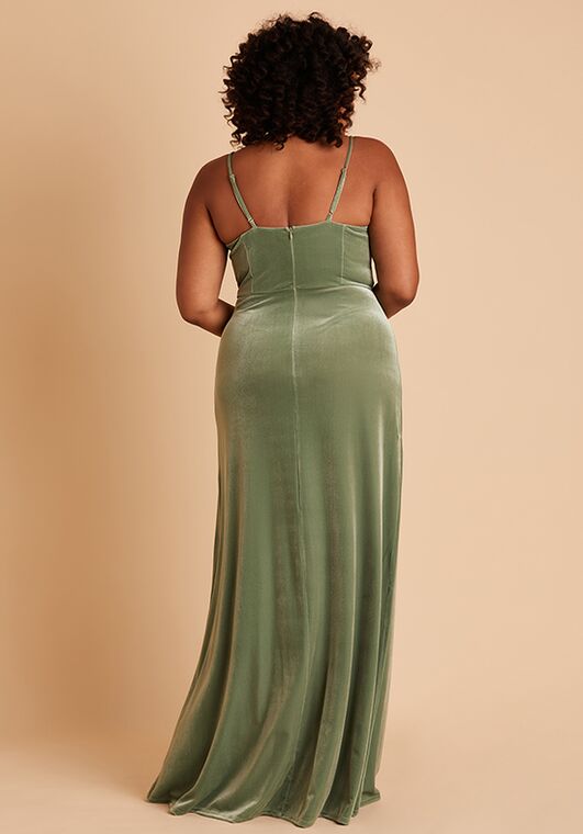 Birdy Grey Ash Dress in Velvet Dark Sage Bridesmaid Dress - 5