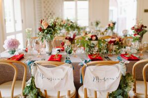 Hand-Lettered Madam and Monsieur Chair Decorations