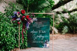 Emerald Green Welcome Sign for Wedding in Miami, Florida