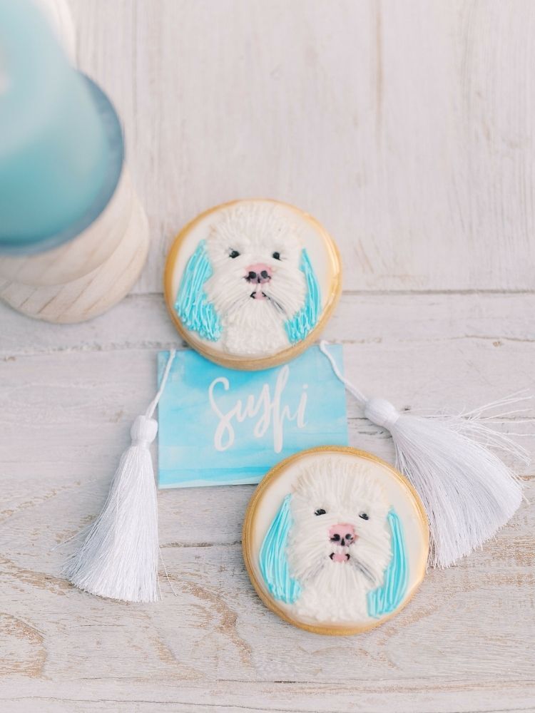 dog-themed sugar cookie wedding favor
