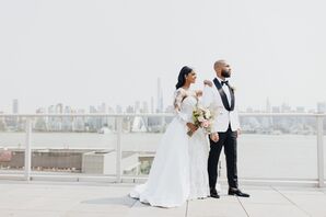Bride and Groom With New York City Skyline View