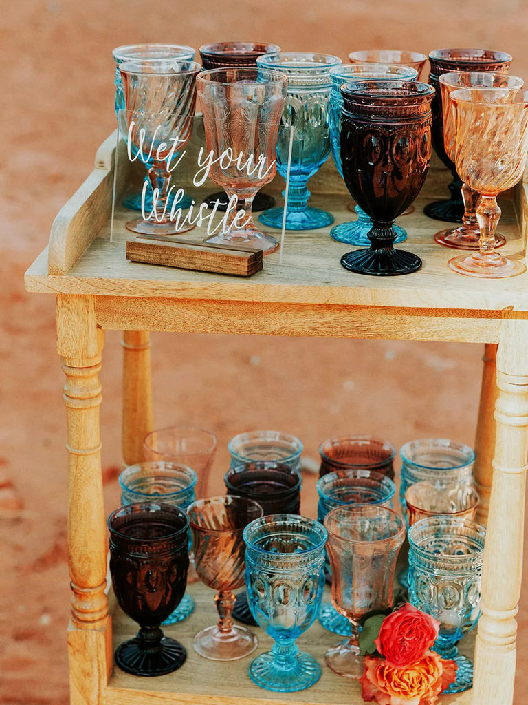 A stunning collection of vintage glassware in a variety of autumnal colors.