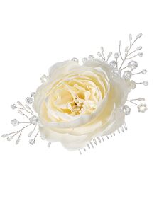 AW Bridal AW BRIDAL Bridal Hair Comb for Brides Flower Hair Clips Hair Combs for Wedding Pearl Hair Accessories Hair Pieces for Women (Silver) Silver Pins, Combs + Clip