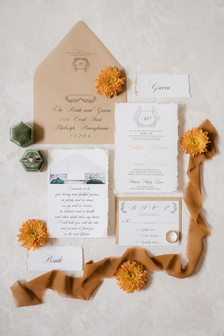 Marigold-Inspired Wedding Invitation Suite