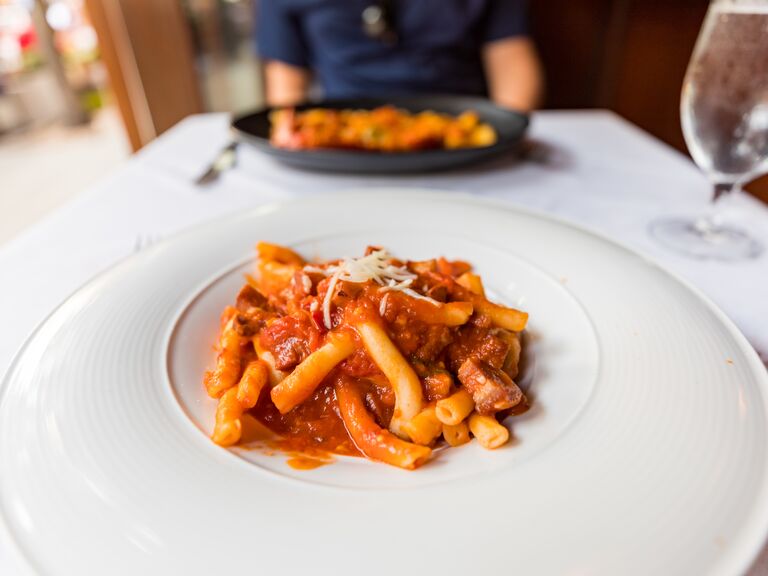 Pasta dish at romantic restaurant Bricco in Boston