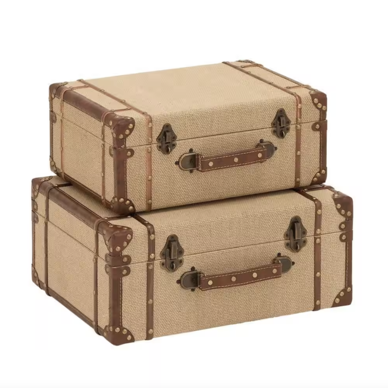 Beige Wood Vintage Trunks Engagement Photo Prop