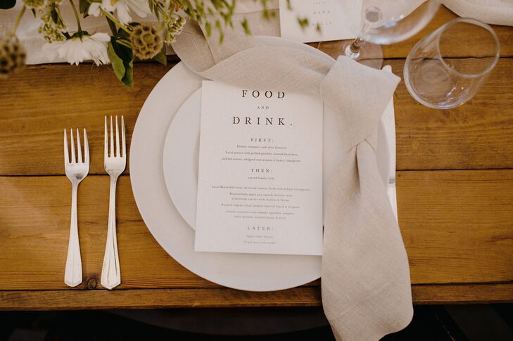 Farm Table Place Setting with Simple Menu