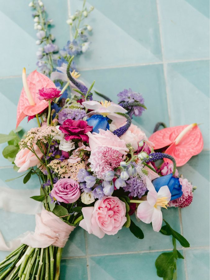 Pink-and-blue bouquet