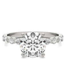 Forever One Moissanite Unique Round Cut Engagement Ring