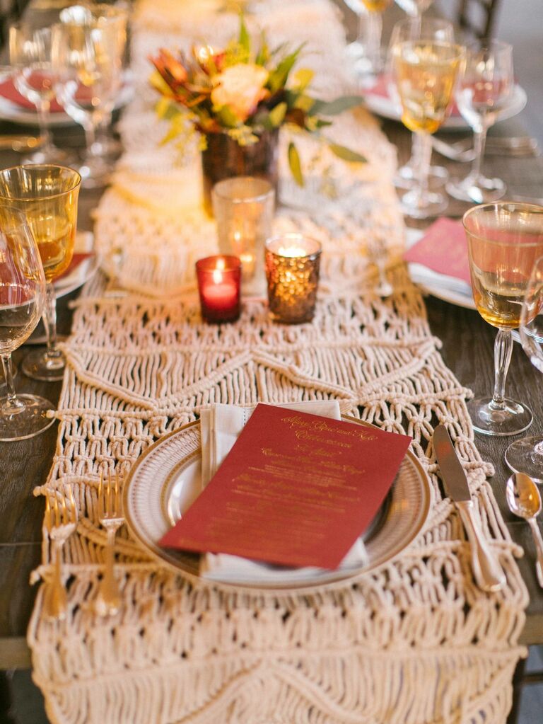 Macrame table runner wedding shower idea 2023. 