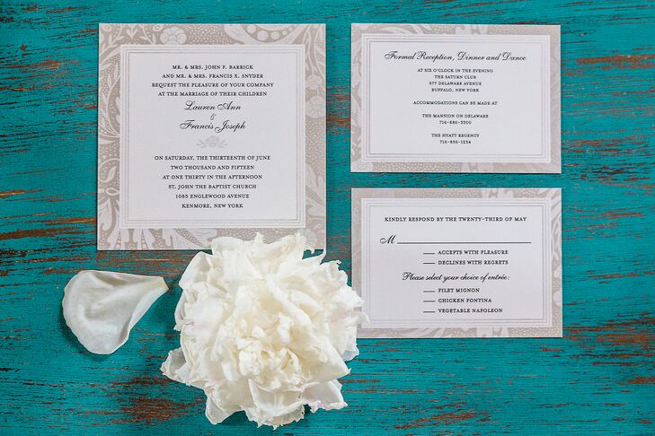 "When I started planning, I knew I wanted to keep things very simple and classic," Lauren says of sticking to a neutral palette of ivory and white.