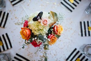 Flower Centerpiece, Heart-Shaped Table Number