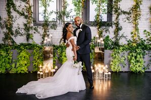 Bride and Groom at Luxurious Black and White Wedding