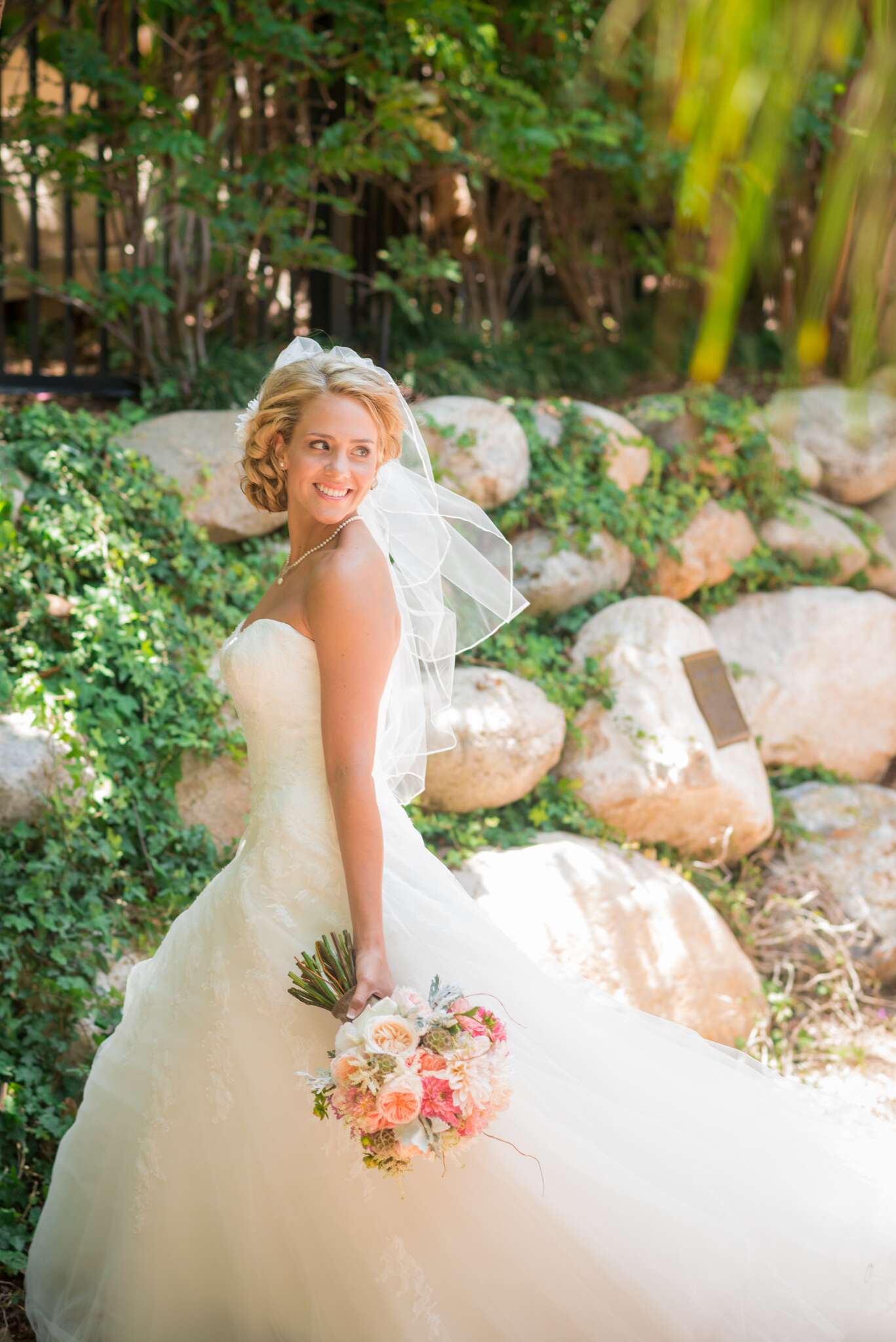 Ivory Dressed Bride with Colorful Bouquet