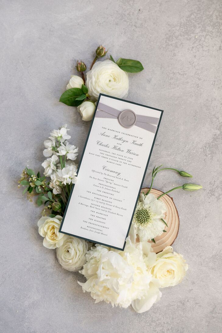 Wedding Program With Gray Wax Seal for Ceremony at Martis Camp in Truckee, California