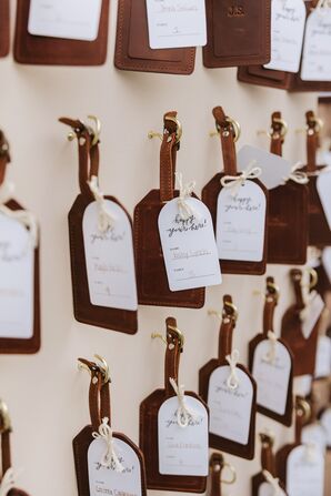 Brown Leather Luggage Tag Escort Cards