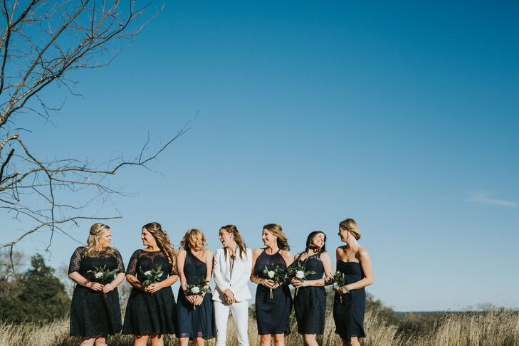 Mismatched Short Navy Lace Bridesmaid Dresses