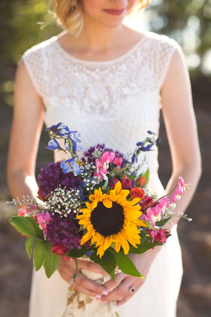Sunflower, Stock and Rose Colorful Bouquet