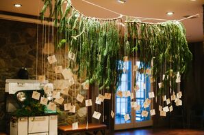 Evergreen Branch Escort Card Display