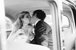 Katie and Nick in Vintage Exit Car