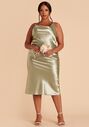 Birdy Grey Lisa Midi Dress in Satin Moss Green Bridesmaid Dress - thumbnail - 3