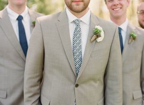 Taupe, Navy Groomsmen Suits